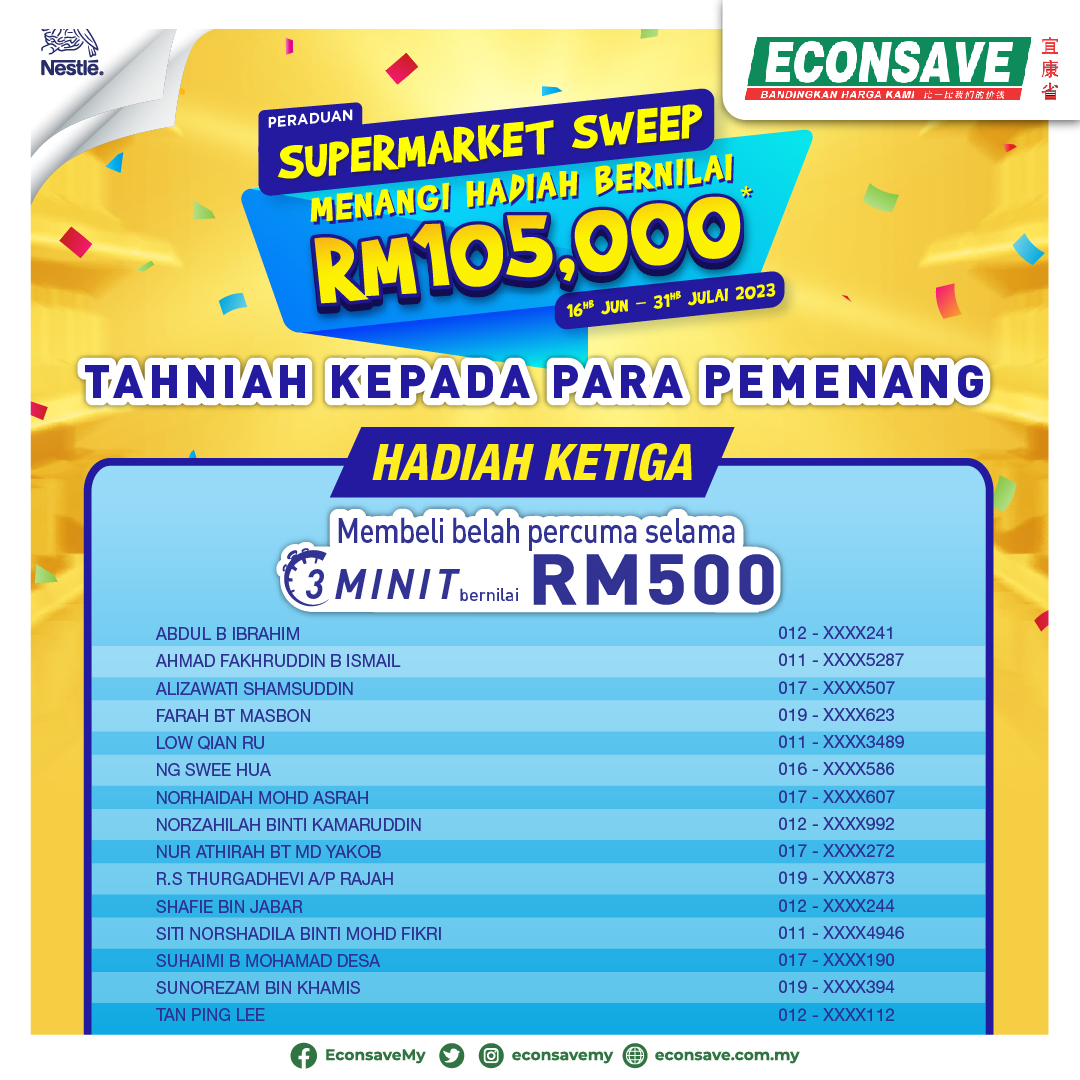 Nestle_IHS Campaign'22_Weekly winner list Econsave_Third Prize
