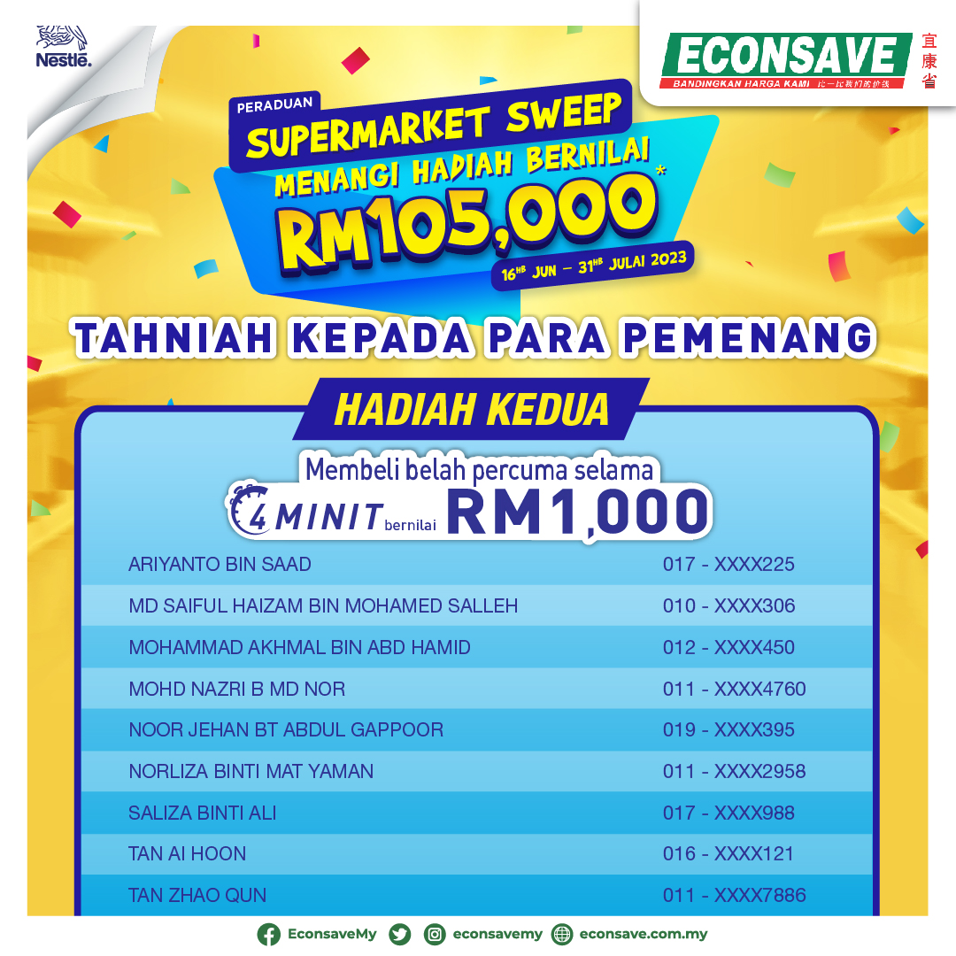 Nestle_IHS Campaign'22_Weekly winner list Econsave_Second Prize