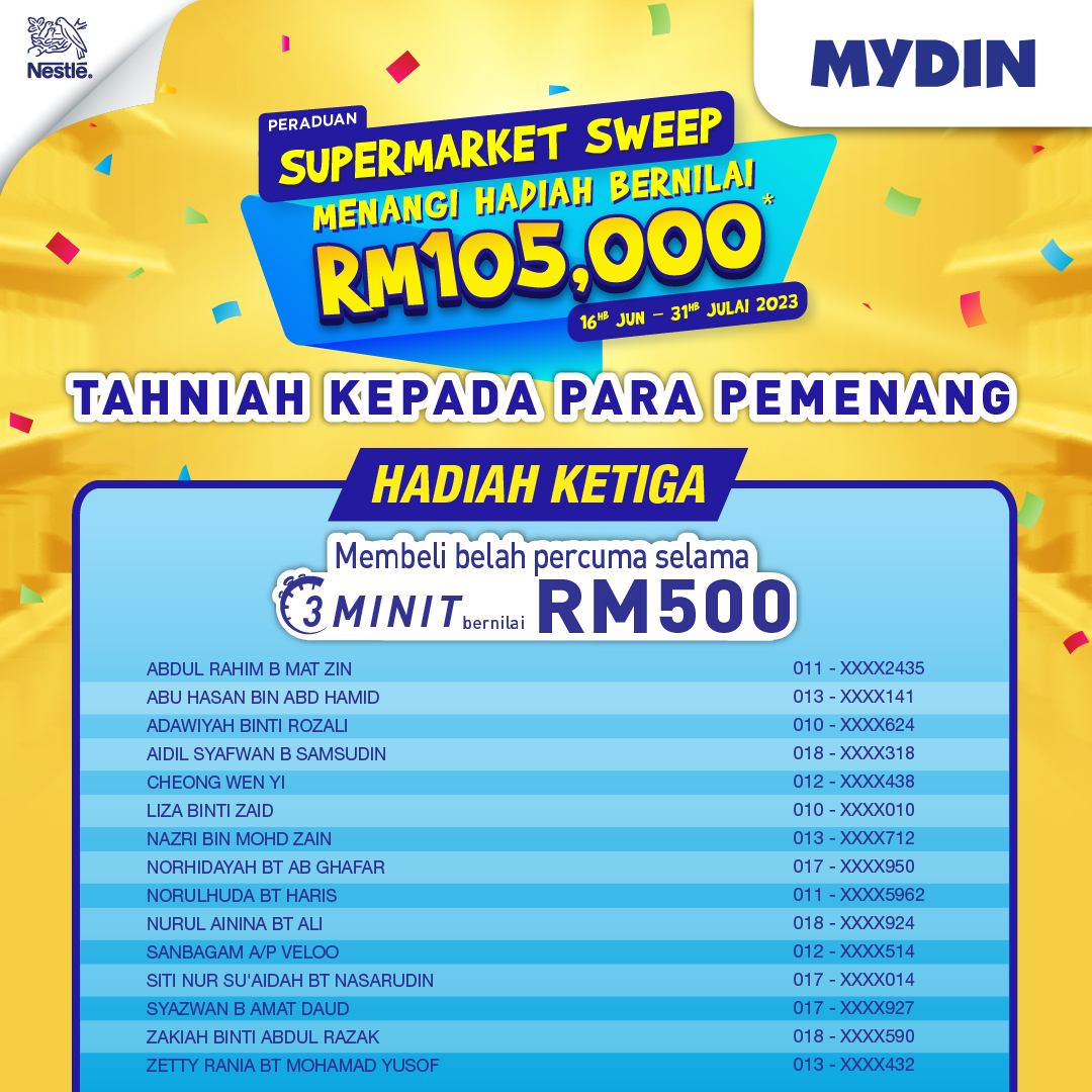 Nestle_IHS Campaign'22_Weekly winner list Mydin_Third Prize