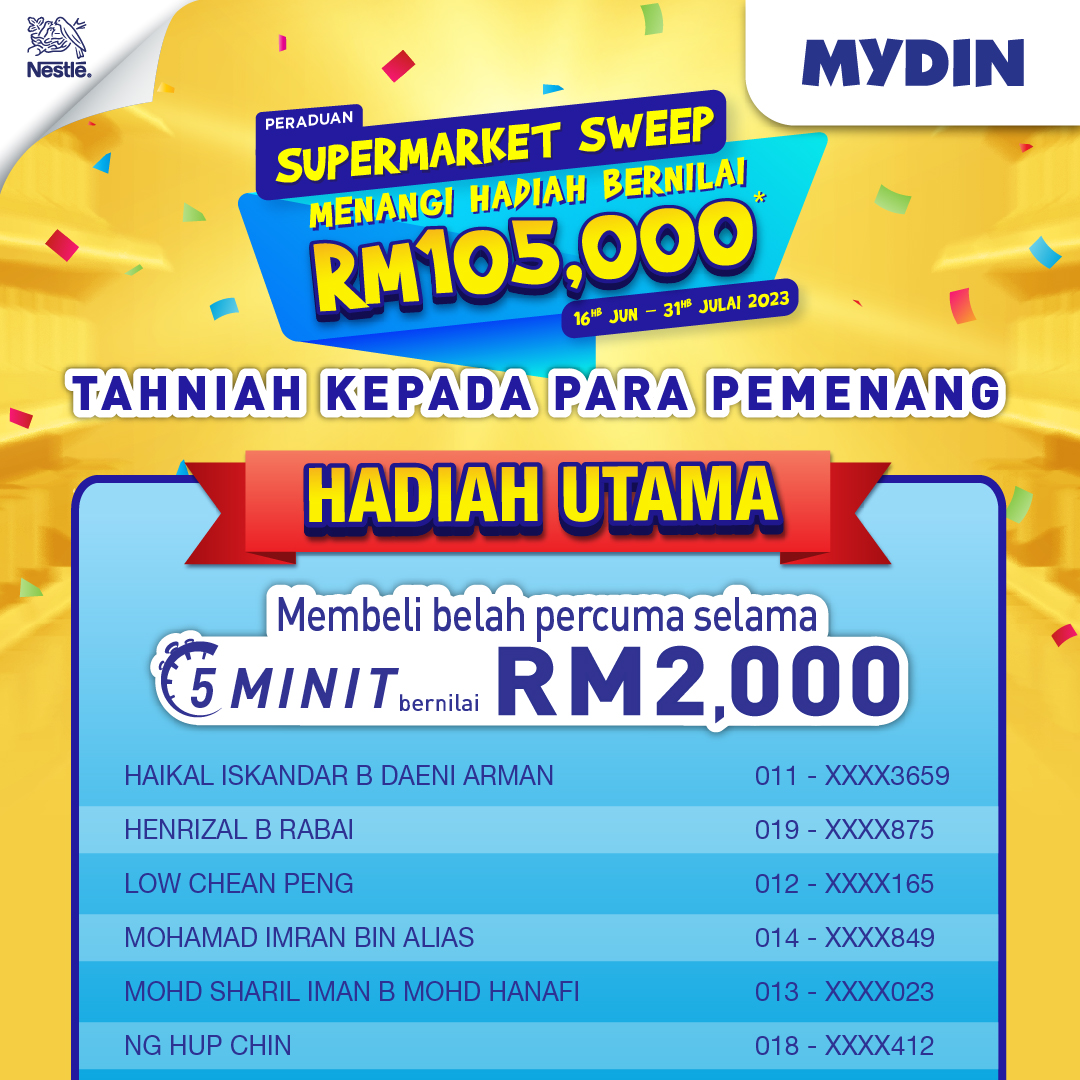 Nestle_IHS Campaign'22_Weekly winner list Mydin_Grand Prize